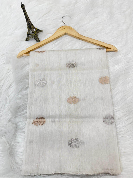 BANARASI HANDLOOM KHADDI LINEN DUPATTA – KADHUWA BOOTA, SONA ROOPA ZARI
