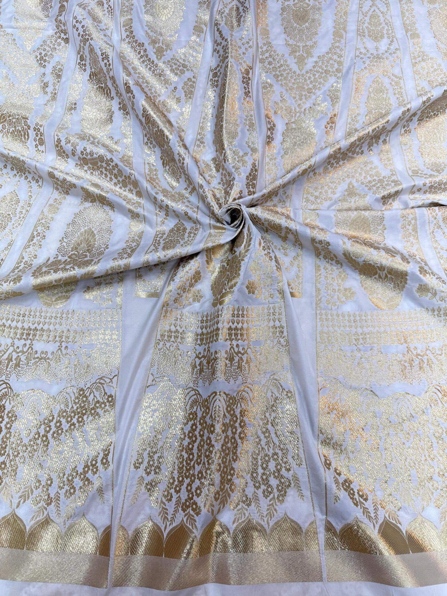 BANARASI SILK UNSTITCHED LEHENGA CHOLI SET – DESIGN 9 (DYEABLE, GOLDEN ZARI)