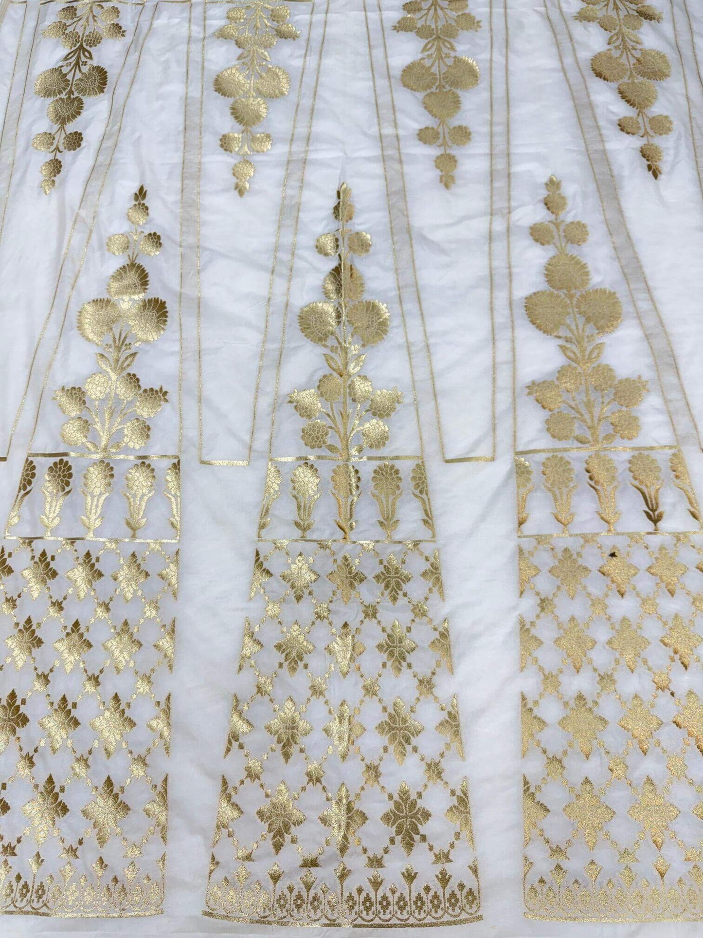 BANARASI SILK UNSTITCHED LEHENGA CHOLI SET β DESIGN 10 (DYEABLE, GOLDEN ZARI)