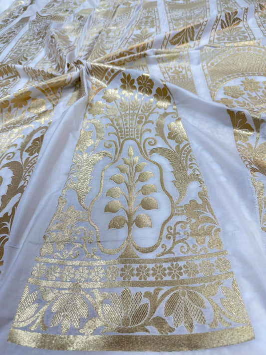 BANARASI SILK UNSTITCHED LEHENGA CHOLI SET – DESIGN 12 (DYEABLE, GOLDEN ZARI)