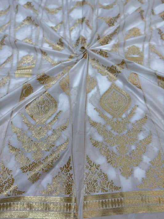 BANARASI SILK UNSTITCHED LEHENGA CHOLI SET – DESIGN 13 (DYEABLE, GOLDEN ZARI)