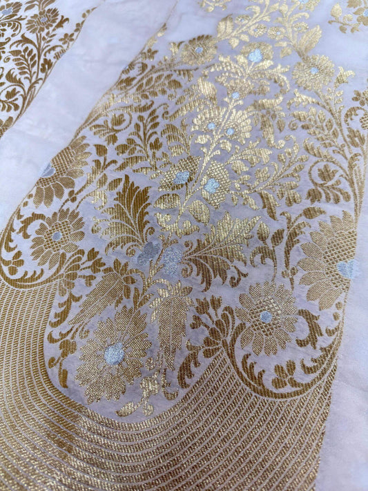 BANARASI SILK UNSTITCHED LEHENGA CHOLI SET – SONA RUPA DESIGN 5 (DYEABLE, SILVER-GOLDEN ZARI)