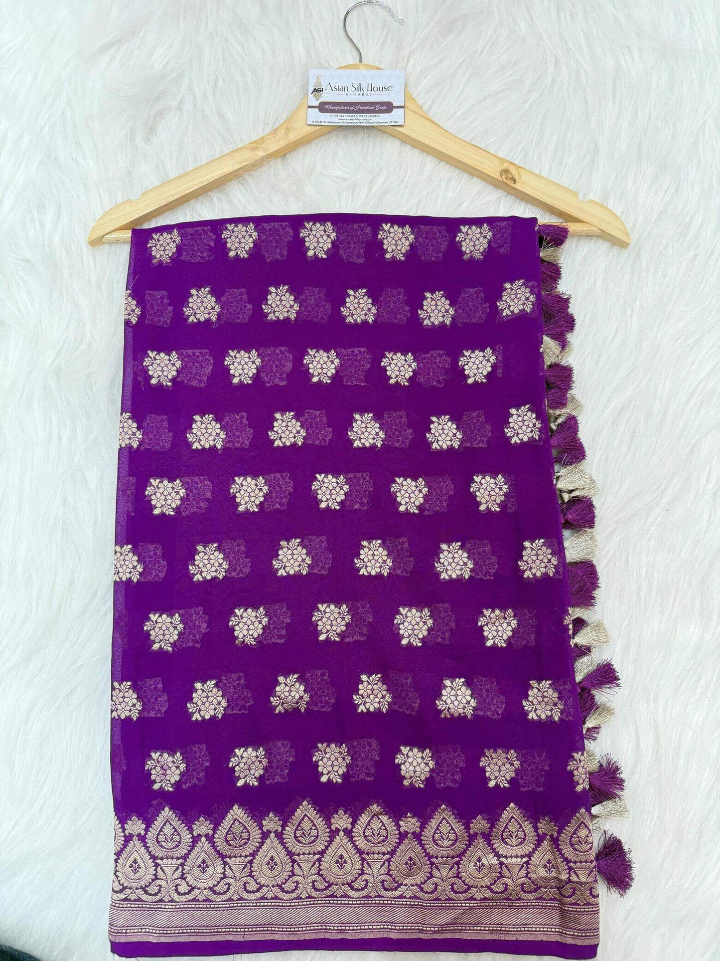 KHADDI GEORGETTE BOOTI DESIGN DUPATTA WITH WATER ZARI – MAGENTA