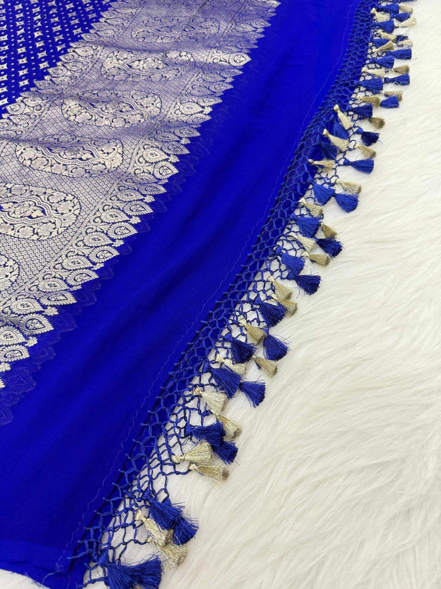 KHADDI GEORGETTE BOOTI DESIGN DUPATTA WITH WATER ZARI – ROYAL BLUE