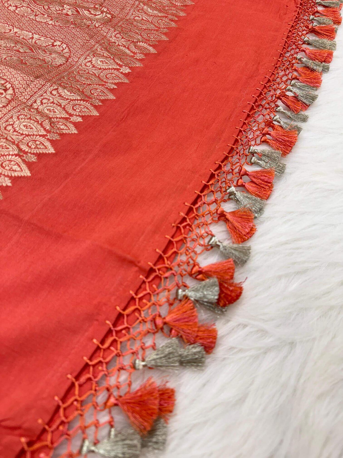 KHADDI MOONGA SILK BOOTI DESIGN DUPATTA WITH WATER ZARI – DARK PEACH