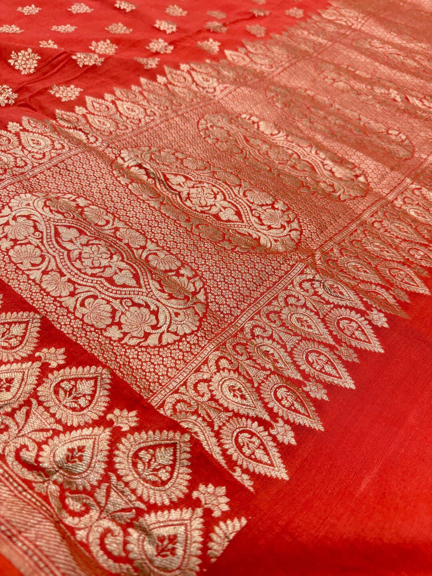 KHADDI MOONGA SILK BOOTI DESIGN DUPATTA WITH WATER ZARI – DARK PEACH