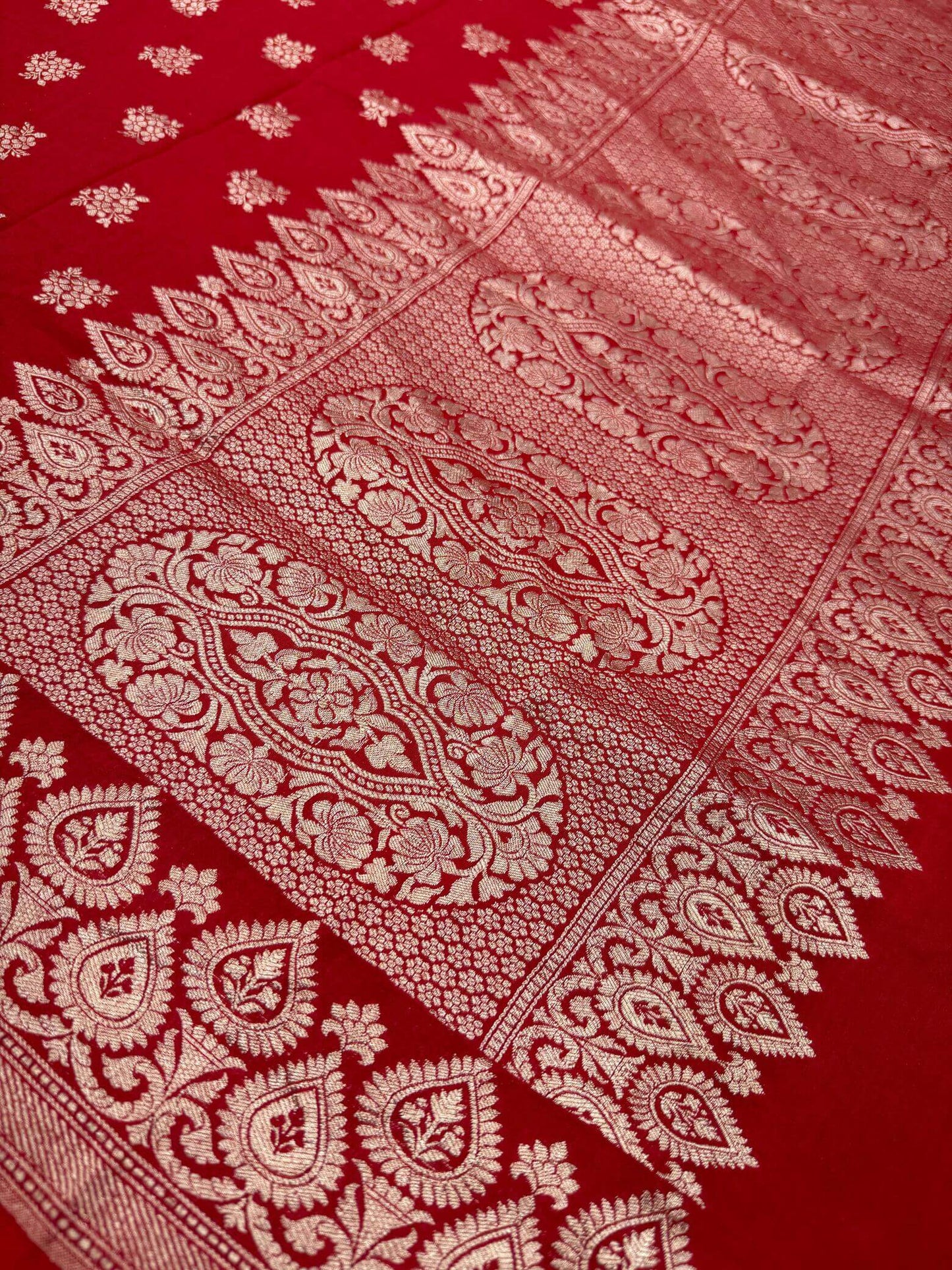 KHADDI MOONGA SILK BOOTI DESIGN DUPATTA WITH WATER ZARI – RED