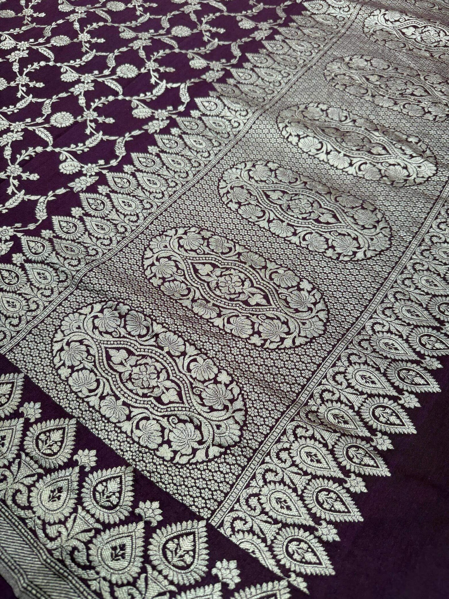 KHADDI MOONGA SILK JAAL DESIGN DUPATTA WITH WATER ZARI – WINE