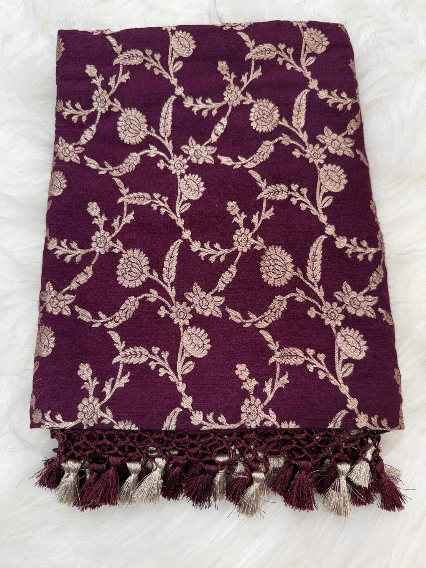KHADDI MOONGA SILK JAAL DESIGN DUPATTA WITH WATER ZARI – WINE