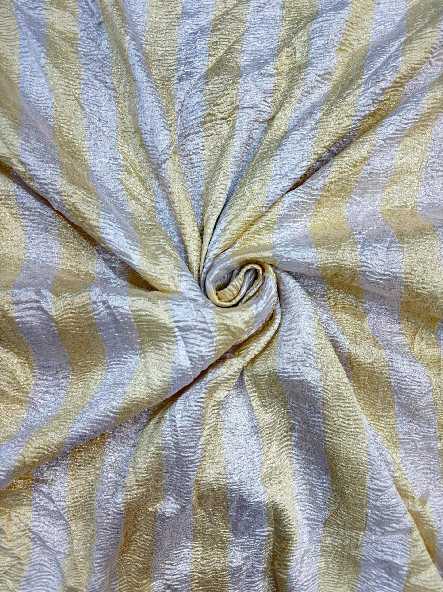MOONGA CRUSHED STRIPE FABRIC WITH SONA RUPA ZARI – DYEABLE (PER METER)