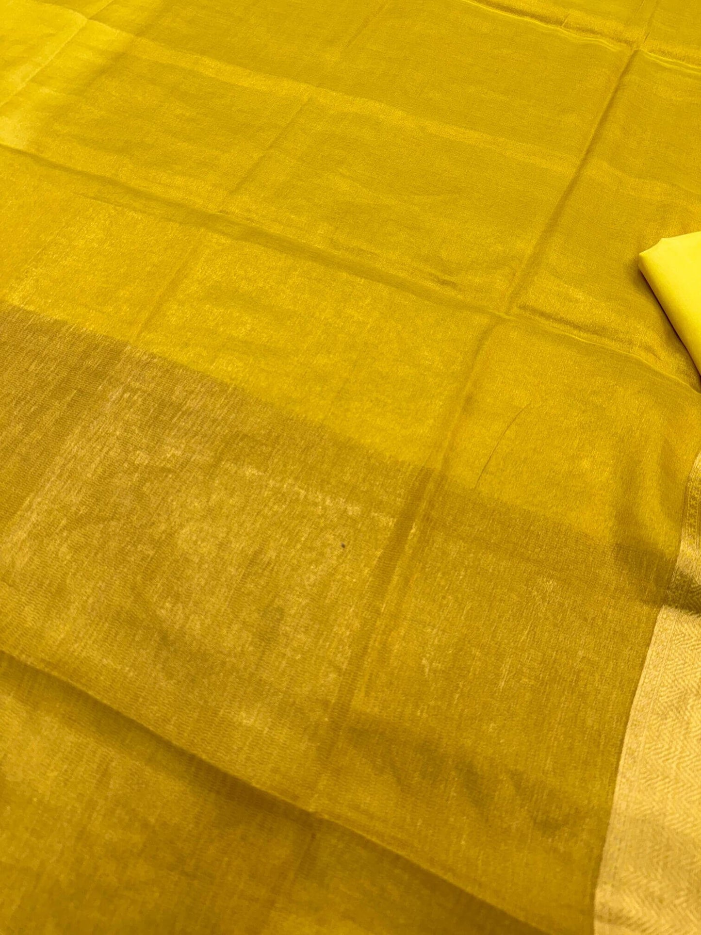 PURE CHIFFON TANCHOI UNSTITCHED SUIT SET WITH TISSUE DUPATTA – DUSTY GOLDEN | RECTANGLE DESIGN