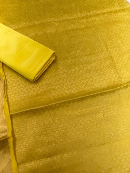 PURE CHIFFON TANCHOI UNSTITCHED SUIT SET WITH TISSUE DUPATTA – DUSTY GOLDEN | RECTANGLE DESIGN