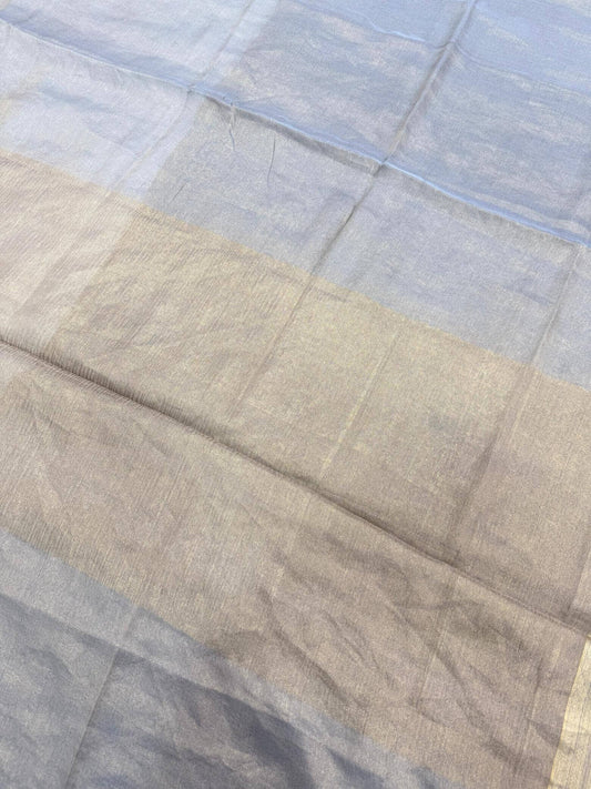 PURE CHIFFON TANCHOI UNSTITCHED SUIT SET WITH TISSUE DUPATTA – DUSTY GREY | RECTANGLE DESIGN