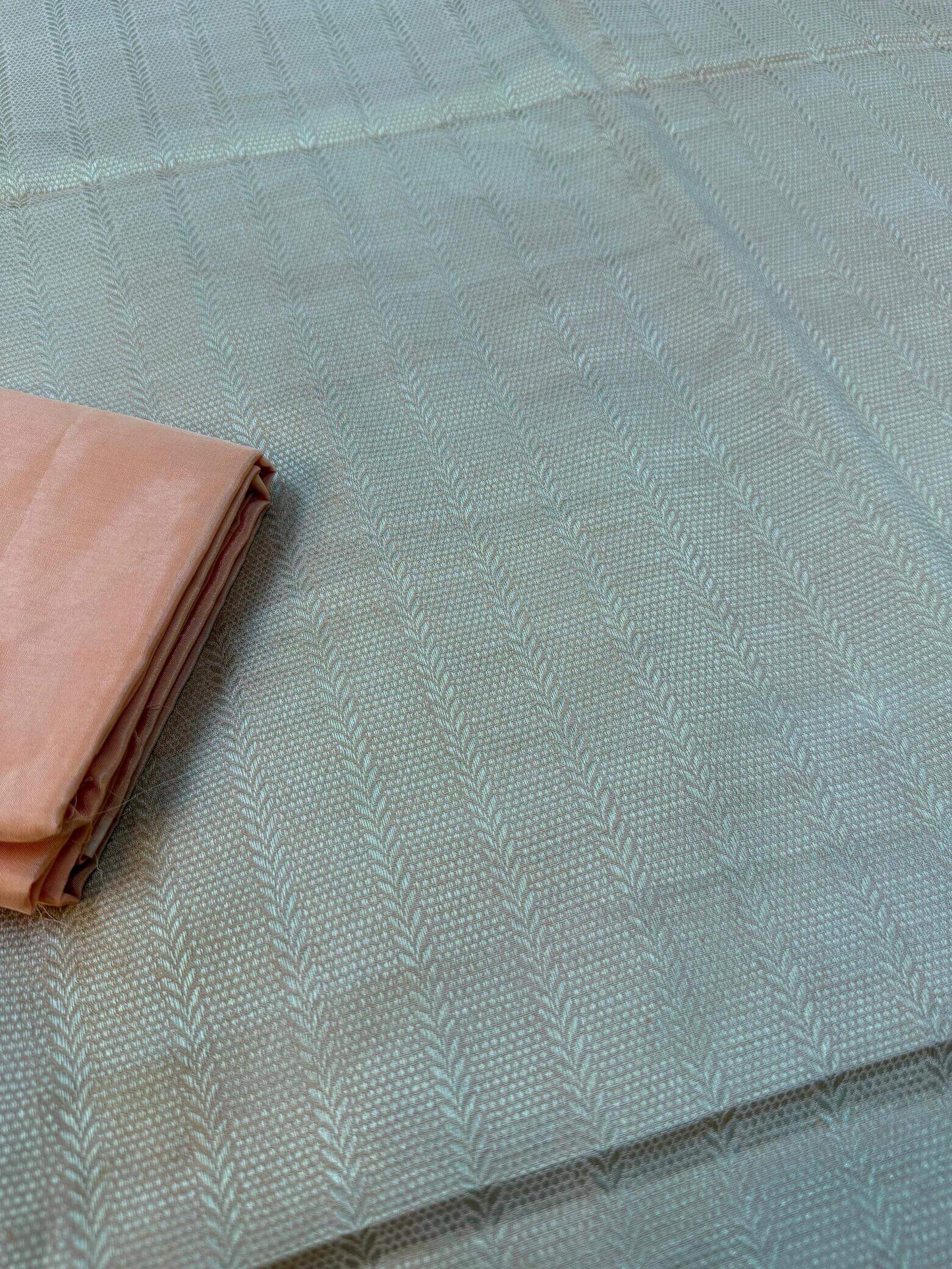 PURE MOONGA TANCHOI UNSTITCHED SUIT SET WITH DUPATTA – PEACH