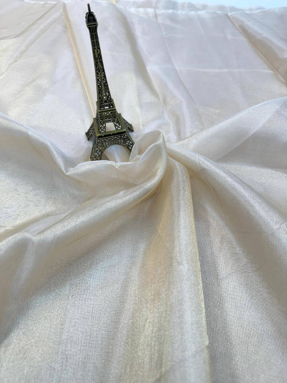 PURE TISSUE PLAIN SILK FABRIC – GOLDEN (RESHAMI ZARI WEAVE, DYEABLE, PER METER)