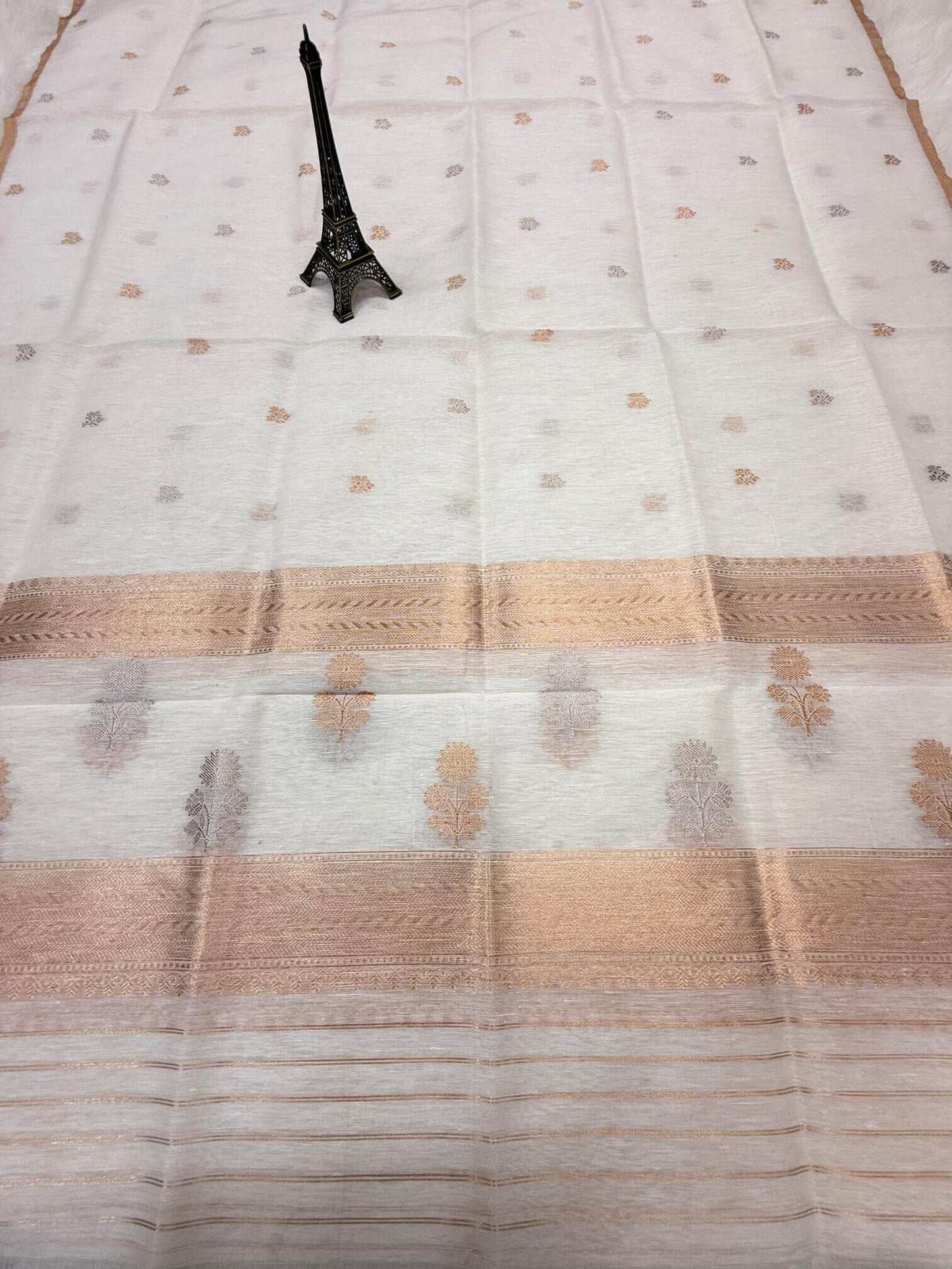 BANARASI HANDLOOM KHADDI LINEN DUPATTA – KADHUWA BOOTA, SONA ROOPA ZARI