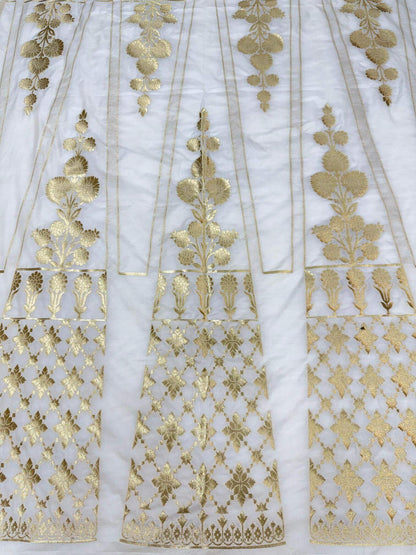 BANARASI SILK UNSTITCHED LEHENGA CHOLI SET – DESIGN 10 (DYEABLE, GOLDEN ZARI)