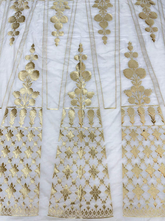 BANARASI SILK UNSTITCHED LEHENGA CHOLI SET – DESIGN 10 (DYEABLE, GOLDEN ZARI)
