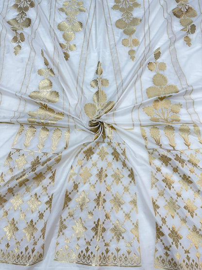 BANARASI SILK UNSTITCHED LEHENGA CHOLI SET – DESIGN 10 (DYEABLE, GOLDEN ZARI)