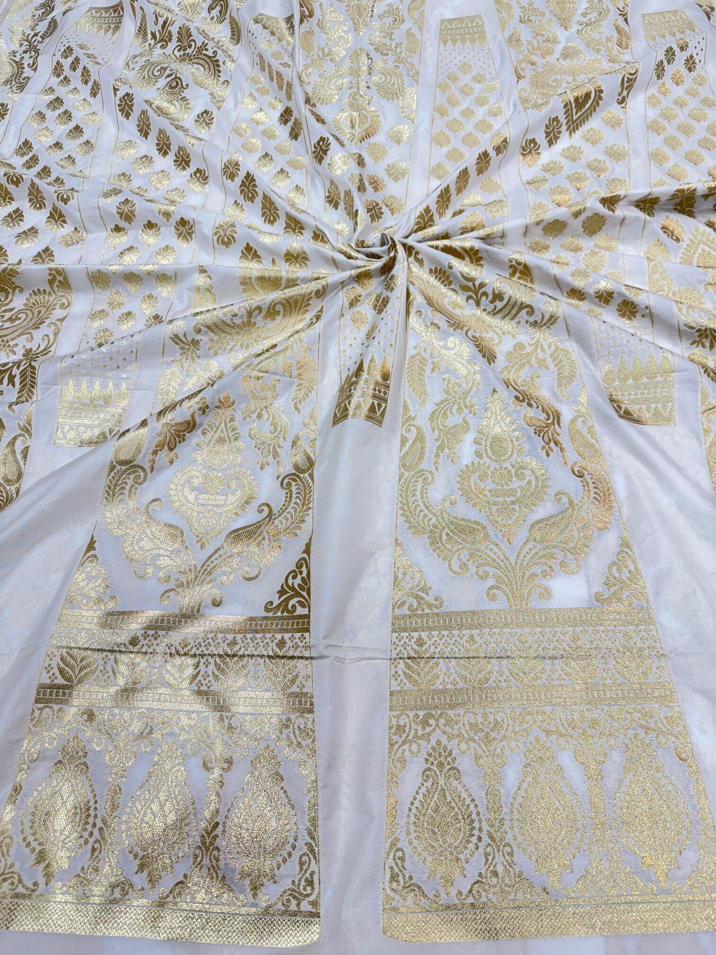 BANARASI SILK UNSTITCHED LEHENGA CHOLI SET – DESIGN 11 (DYEABLE, GOLDEN ZARI)