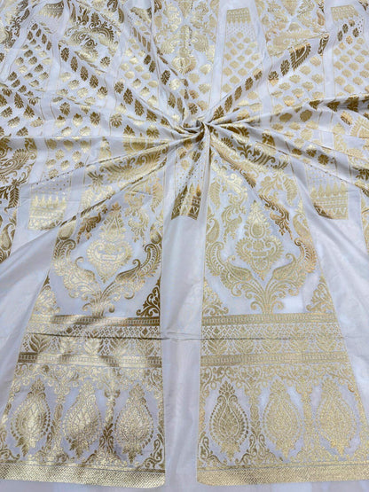 BANARASI SILK UNSTITCHED LEHENGA CHOLI SET – DESIGN 11 (DYEABLE, GOLDEN ZARI)