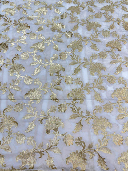 BANARASI SILK UNSTITCHED LEHENGA CHOLI SET – DESIGN 11 (DYEABLE, GOLDEN ZARI)