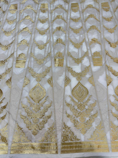 BANARASI SILK UNSTITCHED LEHENGA CHOLI SET – DESIGN 13 (DYEABLE, GOLDEN ZARI)