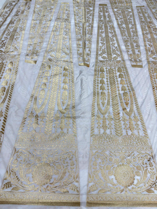 BANARASI SILK UNSTITCHED LEHENGA CHOLI SET – DESIGN 6 (DYEABLE, GOLDEN ZARI)