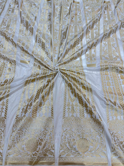 BANARASI SILK UNSTITCHED LEHENGA CHOLI SET – DESIGN 6 (DYEABLE, GOLDEN ZARI)