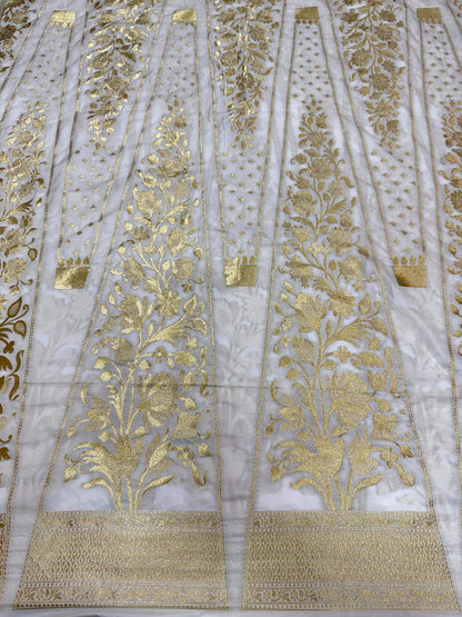 BANARASI SILK UNSTITCHED LEHENGA CHOLI SET – DESIGN 7 (DYEABLE, GOLDEN ZARI)