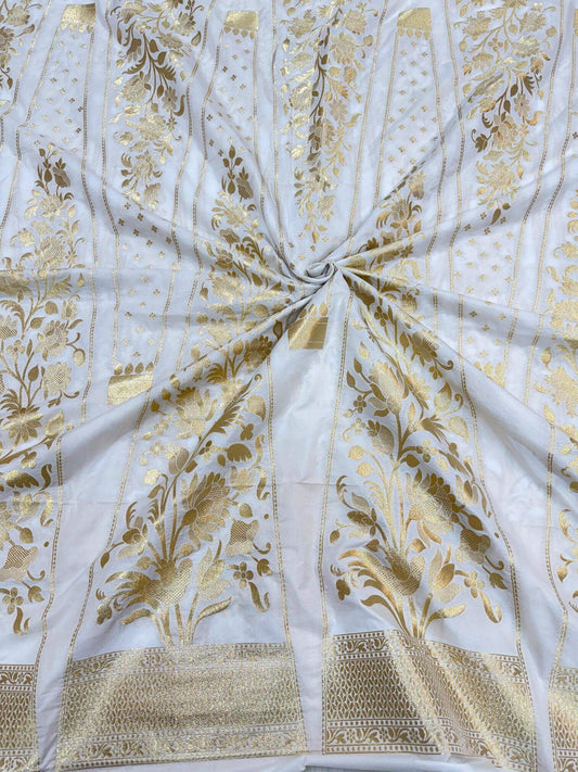 BANARASI SILK UNSTITCHED LEHENGA CHOLI SET – DESIGN 7 (DYEABLE, GOLDEN ZARI)