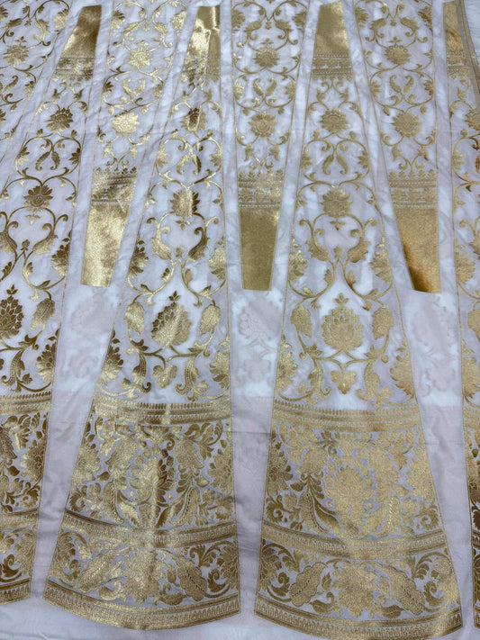 BANARASI SILK UNSTITCHED LEHENGA CHOLI SET – DESIGN 8 (DYEABLE, GOLDEN ZARI)