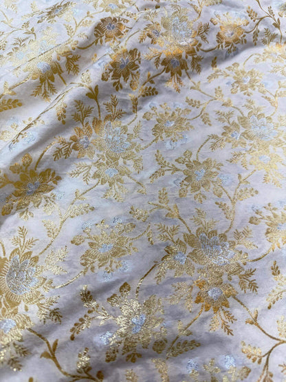 BANARASI SILK UNSTITCHED LEHENGA CHOLI SET – SONA RUPA DESIGN 1 (DYEABLE, SILVER-GOLDEN ZARI)