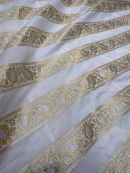 BANARASI SILK UNSTITCHED LEHENGA CHOLI SET – SONA RUPA DESIGN 2 (DYEABLE, SILVER-GOLDEN ZARI)