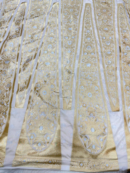 BANARASI SILK UNSTITCHED LEHENGA CHOLI SET – SONA RUPA DESIGN 3 (DYEABLE, SILVER-GOLDEN ZARI)