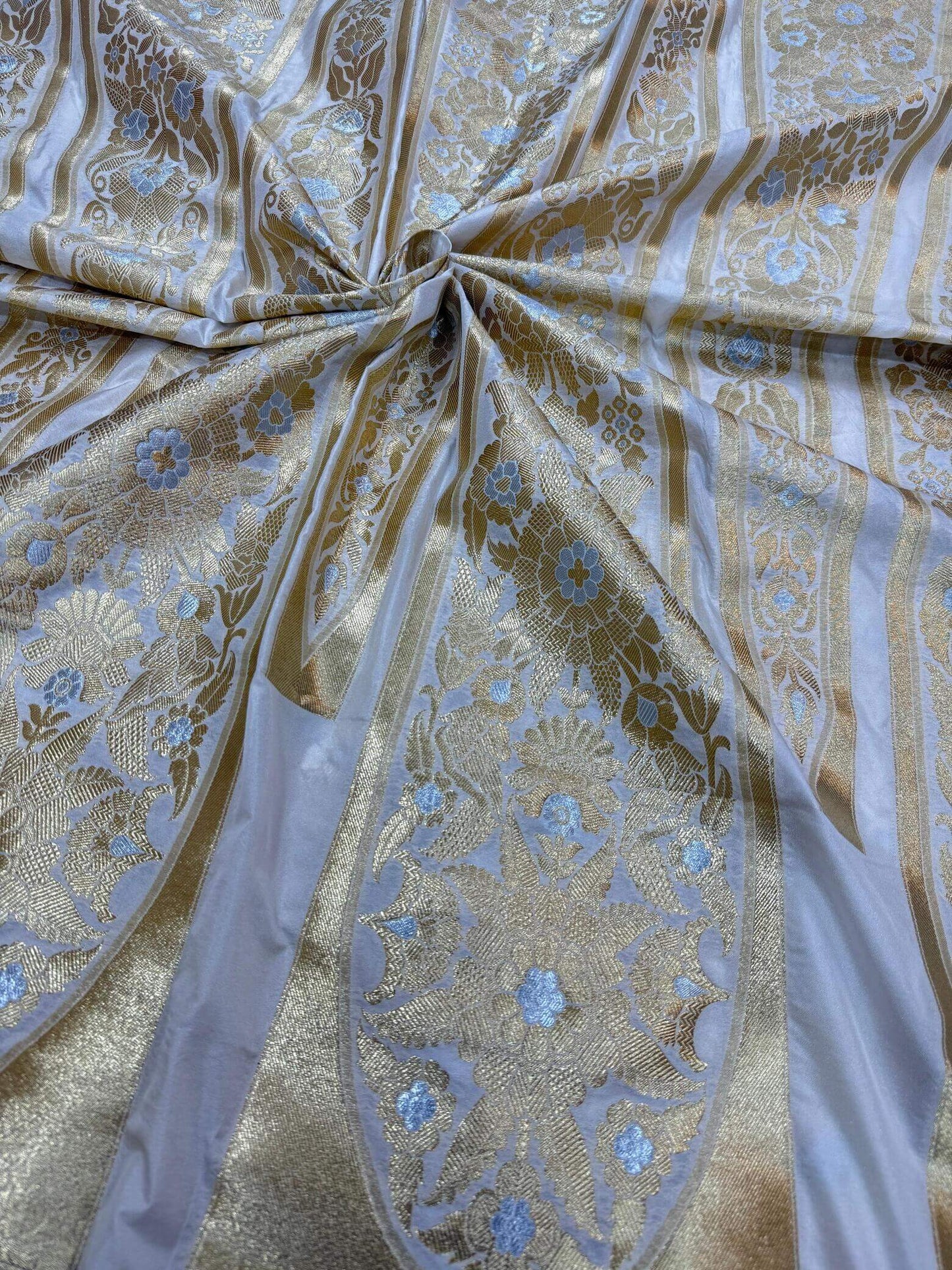 BANARASI SILK UNSTITCHED LEHENGA CHOLI SET – SONA RUPA DESIGN 3 (DYEABLE, SILVER-GOLDEN ZARI)