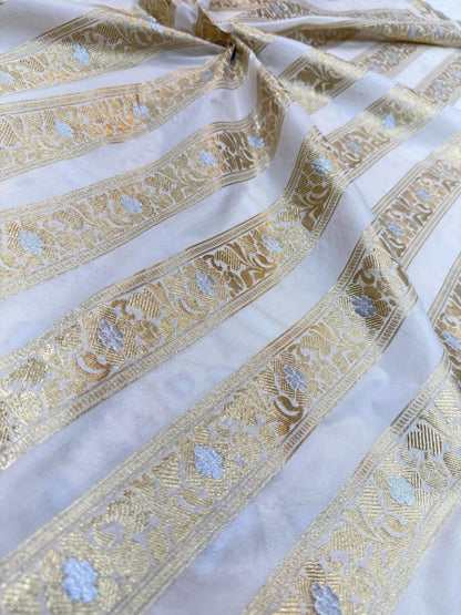 BANARASI SILK UNSTITCHED LEHENGA CHOLI SET – SONA RUPA DESIGN 3 (DYEABLE, SILVER-GOLDEN ZARI)