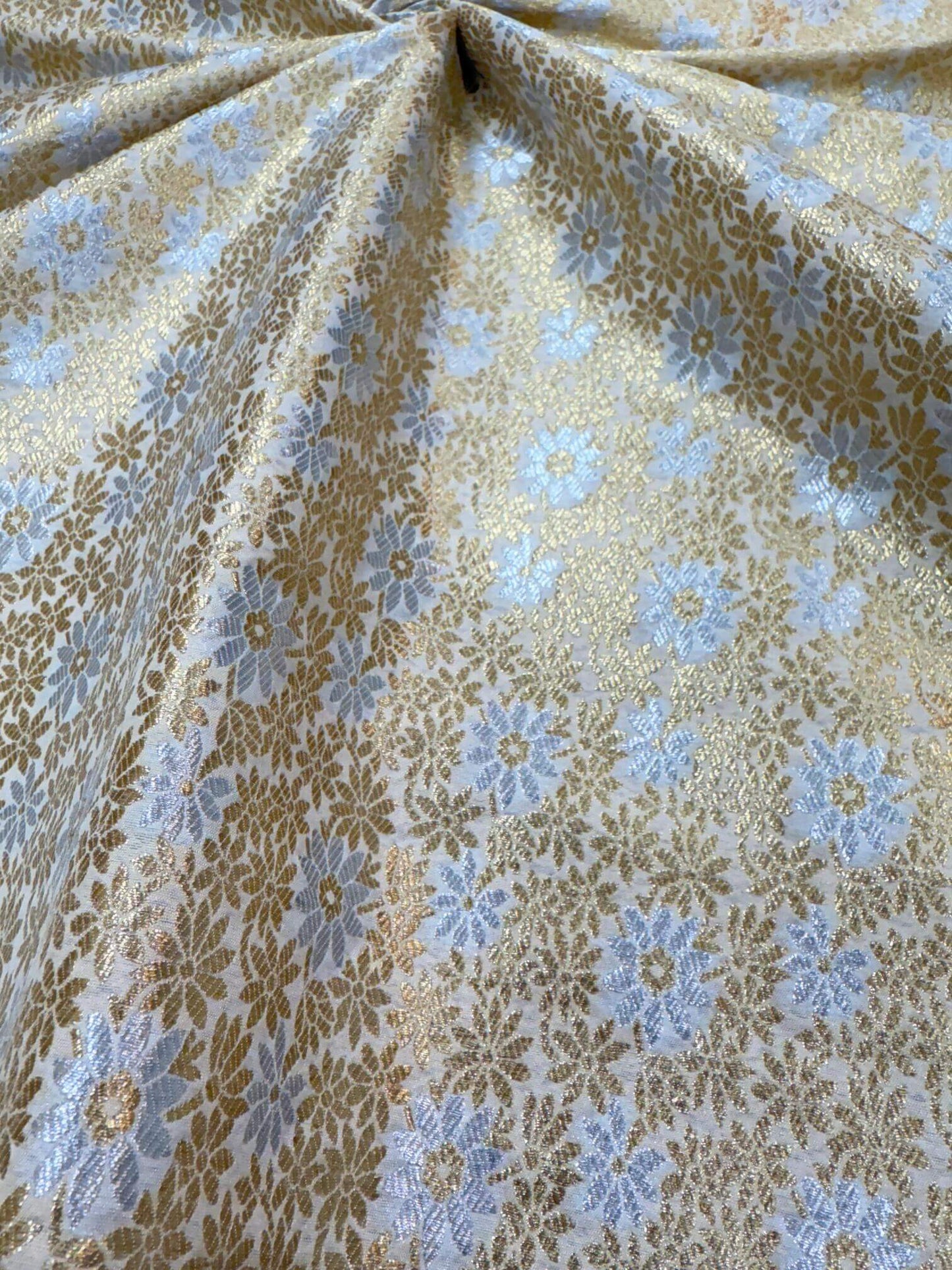 BANARASI SILK UNSTITCHED LEHENGA CHOLI SET – SONA RUPA DESIGN 4 (DYEABLE, SILVER-GOLDEN ZARI)