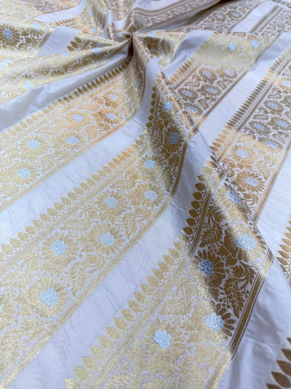 BANARASI SILK UNSTITCHED LEHENGA CHOLI SET – SONA RUPA DESIGN 5 (DYEABLE, SILVER-GOLDEN ZARI)