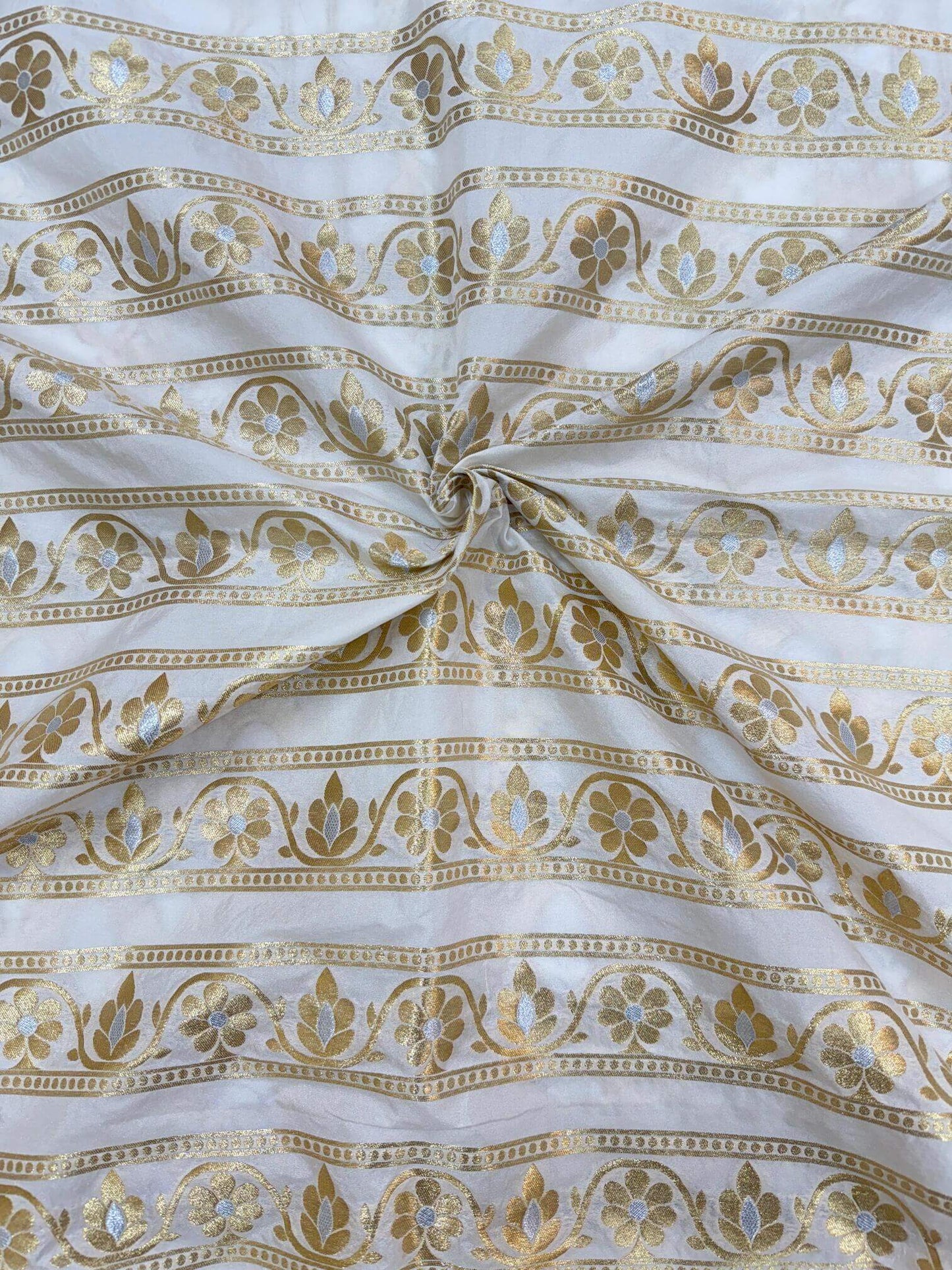 BANARASI SILK UNSTITCHED LEHENGA CHOLI SET – SONA RUPA DESIGN 6 (DYEABLE, SILVER-GOLDEN ZARI)