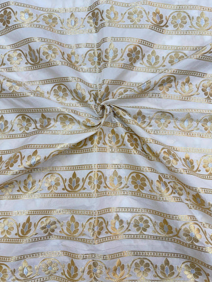 BANARASI SILK UNSTITCHED LEHENGA CHOLI SET – SONA RUPA DESIGN 6 (DYEABLE, SILVER-GOLDEN ZARI)