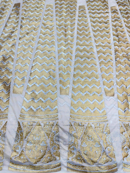 BANARASI SILK UNSTITCHED LEHENGA CHOLI SET – SONA RUPA DESIGN 7 (DYEABLE, SILVER-GOLDEN ZARI)