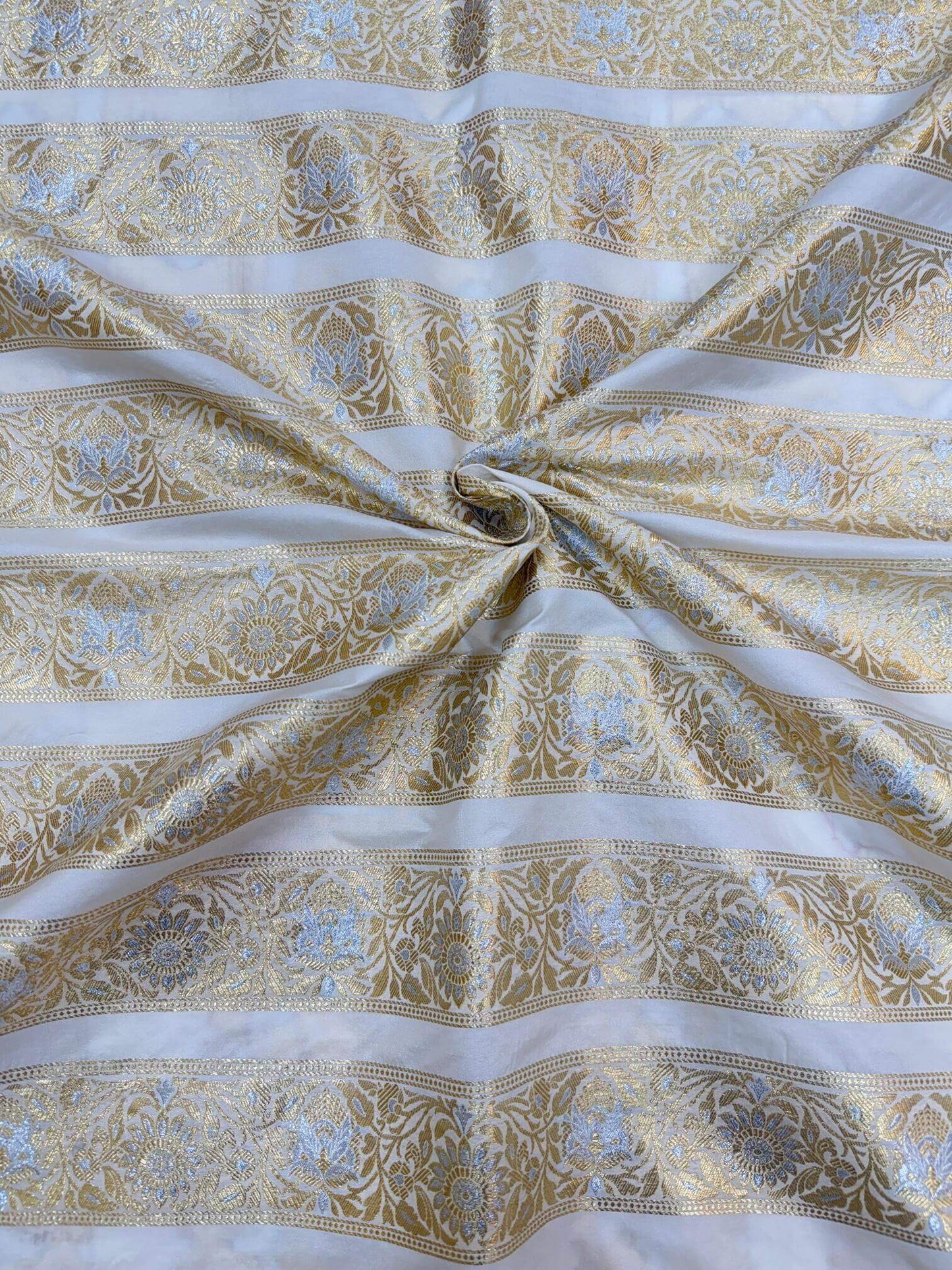 BANARASI SILK UNSTITCHED LEHENGA CHOLI SET – SONA RUPA DESIGN 7 (DYEABLE, SILVER-GOLDEN ZARI)