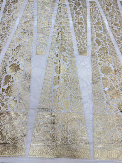BANARASI SILK UNSTITCHED LEHENGA CHOLI SET – DYEABLE WITH GOLDEN ZARI (DESIGN 4)