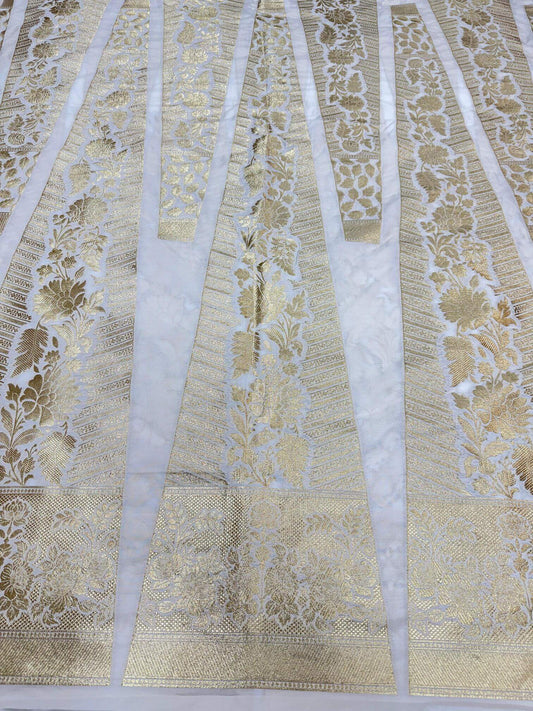 BANARASI SILK UNSTITCHED LEHENGA CHOLI SET – DYEABLE WITH GOLDEN ZARI (DESIGN 4)