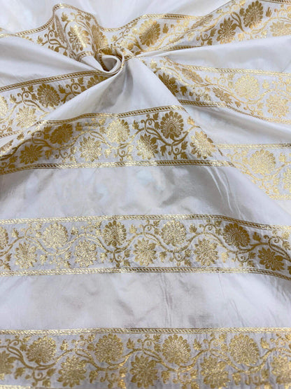 BANARASI SILK UNSTITCHED LEHENGA CHOLI SET – DYEABLE GOLDEN ZARI WEAVE (DESIGN 3)