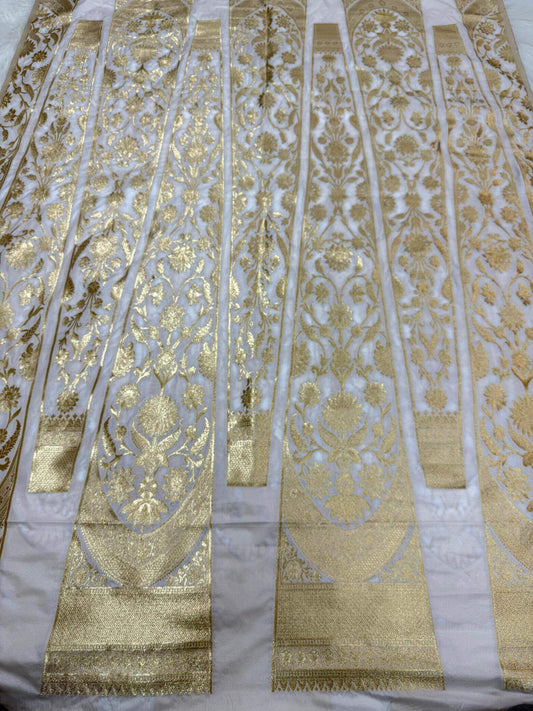 BANARASI SILK UNSTITCHED LEHENGA CHOLI SET – DYEABLE GOLDEN ZARI WEAVE (DESIGN 3)