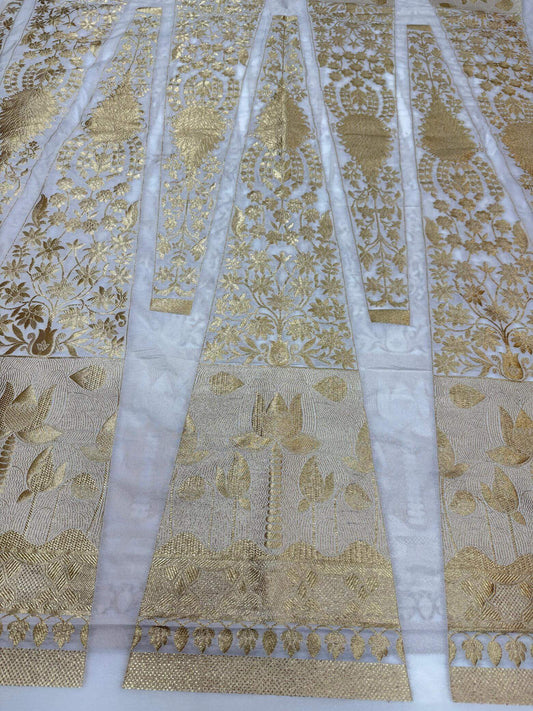 BANARASI SILK UNSTITCHED LEHENGA CHOLI SET – DESIGN 5 (DYEABLE, GOLDEN ZARI)