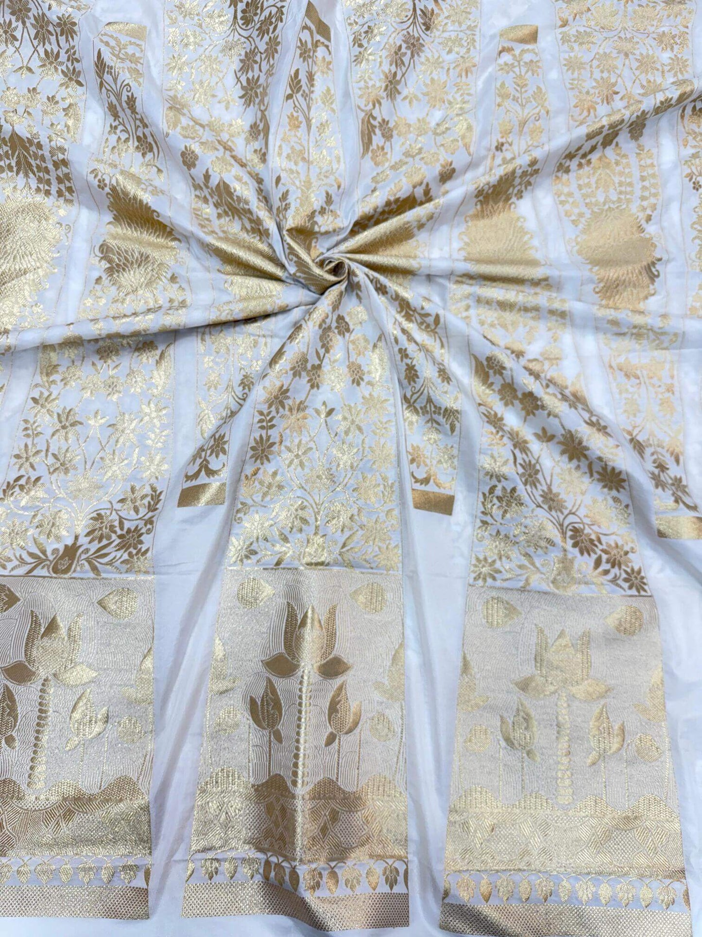 BANARASI SILK UNSTITCHED LEHENGA CHOLI SET – DESIGN 5 (DYEABLE, GOLDEN ZARI)