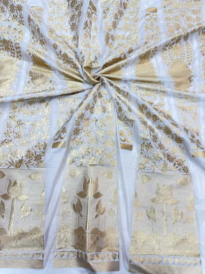 BANARASI SILK UNSTITCHED LEHENGA CHOLI SET – DESIGN 5 (DYEABLE, GOLDEN ZARI)